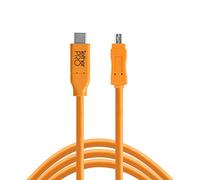 Tether Tools TetherPro - Cable USB-C a USB 2.0 Mini-B de 8 pines | para una transferencia rápida y conexión entre cámara y computadora | Naranja de alta visibilidad | 15 pies