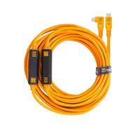 Tether Tools TetherPro - Cable USB-C a USB-C, 9,4 m, recto a ángulo recto con TetherBoosts dobles en línea y transferencia de datos exclusiva, color naranja