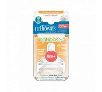 Tetina de Silicona Boca Ancha 2 Unidades Dr Brown´s Natural Flow Nivel de Flujo 1 - Bebés Recién Nacidos