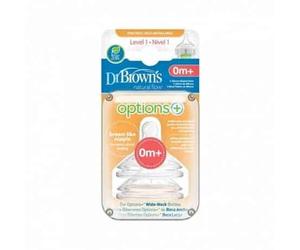 Tetina de Silicona Boca Ancha 2 Unidades Dr Brown´s Natural Flow Nivel de Flujo 1 - Bebés Recién Nacidos
