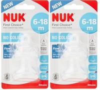 Tetinas First Choice+ Flow Control NUK - 6-18 Meses - Tetina de silicona con válvula anticólicos - 2 unidades (Paquete de 2)
