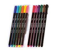 Tetis Juego de 12 rotuladores de punta fina de colores triangulares de 0,7 mm de punta fina de colores, de alta calidad, para caligrafía, dibujo de precisión