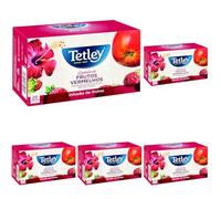 Tetley - Infusión Explosión Frutos Rojos | Caja 20 Bolsitas | Ingredientes 100% Naturales - Con Teína (Paquete de 5)