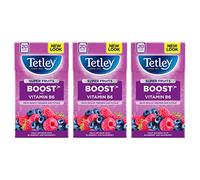 Tetley Super Fruits Boost - Té de arándanos y frambuesa, paquete de 20 bolsas de té