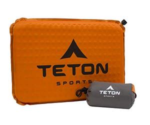 TETON Sports Cojín de Asiento de Acampada; Asiento de Estadio; Silla de Oficina; Almohadilla de Coche; Inflable, Naranja, 40 x 12 x 1.5 Pulgadas