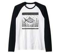 Tetra Arte Lineal Amante de Peces Camiseta Manga Raglan