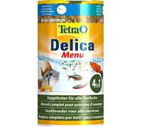 Tetra Delica Menu - 4 tipos de organismos alimenticios en compartimentos individuales (daphnias, artemia, krill, gammarus), snacks naturales para peces ornamentales, bote de 100 ml
