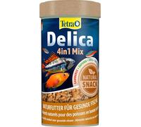 Tetra Delica Mix - Mezcla de 4 Tipos de organismos (pulgas de Agua, Artemia, Krill, gammarus), Snacks Naturales para Peces Ornamentales, Bote de 250 ml