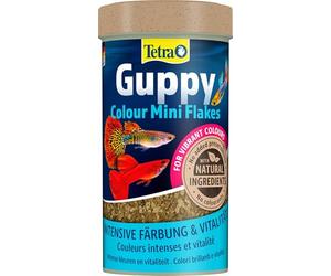 Tetra Guppy Colour Mini Flakes - alimento en forma finas escamas para todos los guppys para una coloración intensa y brillante, lata de 250 ml