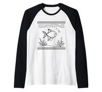 Tetra Line Art Amante de Peces Camiseta Manga Raglan