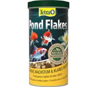 Tetra Pond Flakes, Alimento para peces en escamas para peces pequeños y jóvenes en estanques de jardín, lata de 1 L