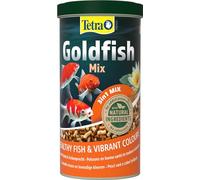 Tetra Pond Goldfish Mezcla 3en1 para peces de agua fría, 1 L | Escamas, sticks y gammarus | Carpines dorados y peces de agua fría