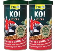 Tetra Pond Koi Sticks, Alimento para Todos los Peces Koi, para Peces sanos, Colores intensos y Agua Transparente, Lata de 1 L (Paquete de 2)