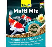 Tetra Pond Multi Mix, Comida para varios peces de estanque con cuatro tipos de comida (barritas, wafers, escamas y gammarus), bolsa de 4 L