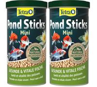 Tetra Pond Sticks Mini, Alimento para Peces de Estanque pequeños, para Peces sanos y Agua Clara en el Estanque del jardín, Lata de 1 L (Paquete de 2)