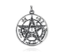 Tetragramaton Plata De Ley 925 Amuleto De La Suerte Y Protección - Colgante Pentagrama En Tres Dimensiones Para Hombre Y Mujer - 15, 25 Y 30 mm De Diámetro (20 mm)