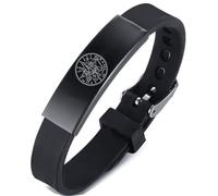 Tetragrammaton Pentáculo Pentagrama Nombre de Dios Amuleto Símbolo Pulsera de Silicona Protección Espiritual Geometría Sagrada Pulsera Pulsera Talismán Joya para Adultos Adolescentes, Negro,