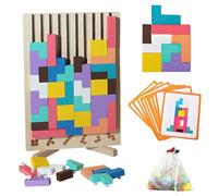 Tetris de madera, juguete educativo, juegos Montessori 3-6 años, juego apilable rompecabezas Tetris con tarjeta, regalo del día del niño y niña, bloques geométricos, regalo para niños