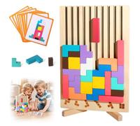 Tetris Juego de Madera Montessori Juguetes a partir de 3 años, Rompecabezas de Madera 3D Rompecabezas Madera Tetris Montessori Juego de Inteligencia Bloques Geométricos Regalo para Niños
