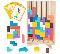 Tetris - Pinchos de madera, juguete Montessori a partir de 3, 4, 5, 6 años, 42 piezas de juego Tetris inteligencia bloques de construcción coloridos, juegos Iq, juguetes cerebrales, regalo para niños