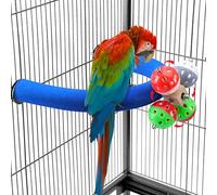 TeTupGa Soporte para loros con bolas de campana giratorias, arena de cuarzo en forma de U, palo de pájaro, molienda de patas, percas grandes de superficie rugosa para periquitos, guacamayos, loros,