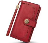 TEUEN Grande Cartera para Mujer en Cuero Vegano Billetera de Monedero Largo con Protección RFID, Bolsillo para Móvil Monedero con Cremallera, 10 Ranuras para Tarjetas, Regalo Mujer