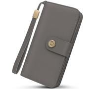 TEUEN Grande Cartera para Mujer en Cuero Vegano Billetera de Monedero Largo con Protección RFID, Bolsillo para Móvil Monedero con Cremallera, 10 Ranuras para Tarjetas, Regalo Mujer