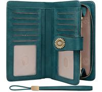 TEUEN Grande Cartera para Mujer en Cuero Vegano Billetera de Monedero Largo con Protección RFID, Bolsillo para Móvil Monedero con Cremallera, 10 Ranuras para Tarjetas, Regalo Mujer