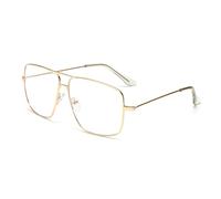 Teuena Monturas para Hombres y Mujeres, Rectángulo Clásico Universal con Bisagras Reforzadas Oro, Gafas Sin Graduar Sustituibles, para Combinación Decorativa