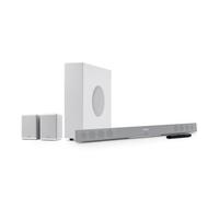 Teufel CINEBAR 11 mk4 Surround 4.1 Set - Sistema de sonido Dolby Atmos con altavoz trasero inalámbrico y subwoofer que ahorra espacio, Bluetooth aptX, HDMI CEC, 4K Pass-Through - negro (blanco)