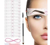 TEUVO 12 Estilos Plantilla Ceja con Cepillo y Recortador de Cejas para Principiantes, Reutilizable Bricolaje Plantillas de Ceja para 3 Minutos de Maquillaje