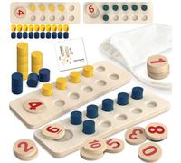 TEUVO Juguetes Montessori Juegos Matemáticos para Niños 3 4 5 6 Años, Montessori Juegos Educativos Madera Juego de Matematicos Abacos Digital émbolo Counting Blocks para Temprano Matemáticas Aprender