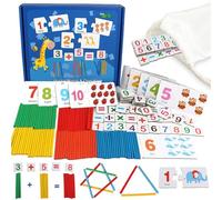 TEUVO Montessori Matematicos Aprender Números Juguetes para Niños 3 4 5 6 años, Juegos Preescolares con Rompecabezas Numérico/Barras de Conteo/Tarjetas Matemáticas, Material Educativos para Hogar y Au