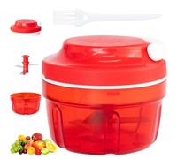 TEUYOE Picadora manual de alimentos, picadora de alimentos con cepillo pequeño para cebollas, zanahorias, chiles, ajo, jengibre y carne deshuesada (rojo)