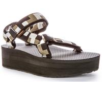 TEVA Plana Universal Punta Abierta Tira Trasera Mujer Negro Sandalia Oliva GB 3