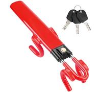 Tevlaphee Antirrobo Coche, Barra Antirrobo Coche, Más Visible, Servicio Pesado, Ajuste Universal, 3 Llaves(Rojo)