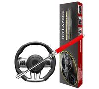 Tevlaphee Antirrobo Coche, Bloqueo Volante Coche, Bloqueo Antirrobo de Vehículo, Universal, Ajustable con 3 Llaves (Rojo)