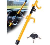 Tevlaphee Bloqueo de Volante con 4 Ganchos, Dispositivo Antirrobo Resistente de Alta Visibilidad, Ajuste Universal para Coches, Furgonetas, SUVs, Compatible con Volantes de hasta 41,5cm(Amarillo)