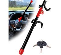 Tevlaphee Bloqueo de Volante con 4 Ganchos, Dispositivo Antirrobo Resistente de Alta Visibilidad, Ajuste Universal para Coches, Furgonetas, SUVs, Compatible con Volantes de hasta 41,5cm(Negro)