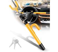 Tevlaphee Candado para Volante, Cerradura de Seguridad para Coche, Dispositivo Anti-Robo Resistente, Alta Visibilidad, Ajuste Universal para Coches, SUV y Furgonetas, Ajustable, 3 Llaves(Amarillo)