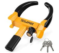 Tevlaphee Cepo Antirrobo Rueda Coche Remolque Caravana Reforzado Universal Ajustable Protección PVP Cerradura Antitaladro(Negro & Amarillo)