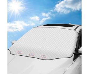 Tevlaphee Parasol Coche Delantero, Parasoles Coche, Parasol Delantero Coche, Magnético, Plegable,Protege de Rayos UV,Antihielo y Nieve,Apto a la Mayoría de Coches y Suvs 197 * 157 * 128CM