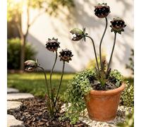 TEVROKS Pica Decorativa De Metal con Forma De Planta Carnívora, Pica con Escultura De Una Planta Monstruosa Tipo Venus Atrapamoscas, para Jardín, Césped O Patio; Decoración Gótica De Halloween(2PCS)