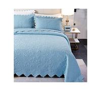 TEVTEV Colcha Cama 135/150 180 Cubrecama Bouti Algodón Colchas 230x250cm 270x230cm Blanco Beige Azul Suave Estampado Manta con 2 Fundas de Almohada 51x66cm (Color : Blue, Size : 270x230cm-51x66cm x2)