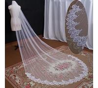 TEWAX NZUK 3M - Velo de boda de una capa con borde de encaje blanco marfil para novia largo barato, accesorios para mujer Veu de Noiva Voile Mariage