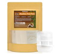 TEWEAE Almohadillas 2 en 1 para pies, 64 almohadillas de vinagre de bambú, cáscara de coco en polvo, con hoja adhesiva más grande "Stay in Place"