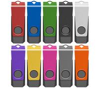TEWENE Memoria USB 32 GB 10 unidades, USB 3.0 Rotate Flash Drive | Incluye llavero y pegatinas, carcasa giratoria de 360°, ampliamente compatible, disponible en 10 colores