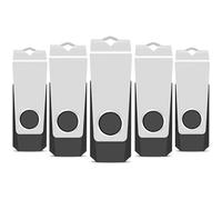 TEWENE Memoria USB de 4 GB, 5 unidades, USB 2.0 Rotate Flash Drive | Incluye correa y pegatinas; la carcasa puede girar 360° y es ampliamente compatible