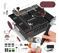 Tewpoy Mini sierra mesa portátil, 100 W, multifunción, 7 velocidades, corte 0-90°, bricolaje, madera, acrílico