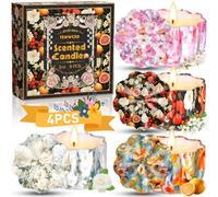 TEWWCEO Velas Perfumadas Juego de 4 piezas,Navidad Velas Aromaticas Regalos,Vela Aromática Regalo de Velas de Aromaterapia Cera de Soja Natural Vela de Viaje Adecuado, Yoga Baño Dormitorio, Navidad